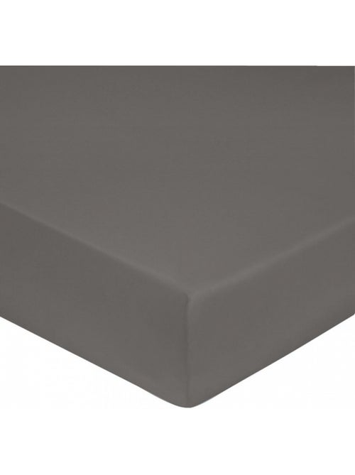 Drap housse satin de coton gris - Kiabi