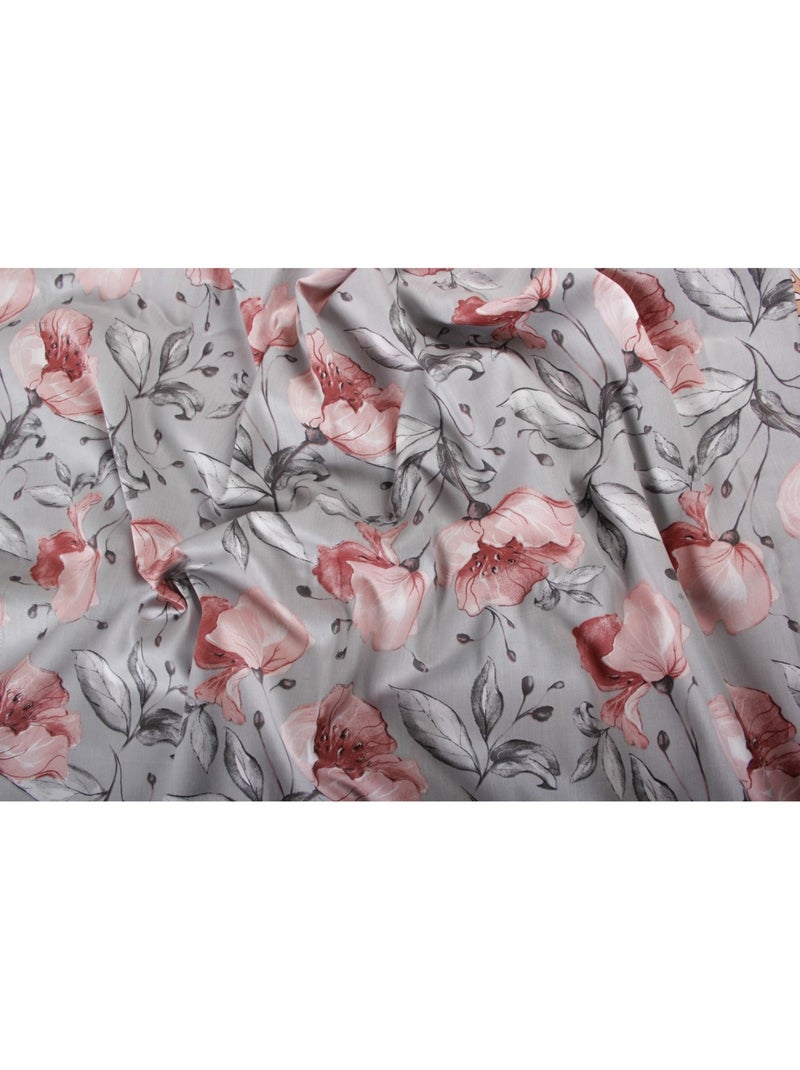 Drap housse satin de coton imprimé Floral Gris - Kiabi