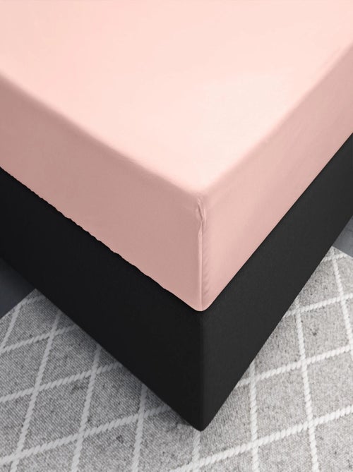 Drap Housse Satin de Coton Rose - Kiabi