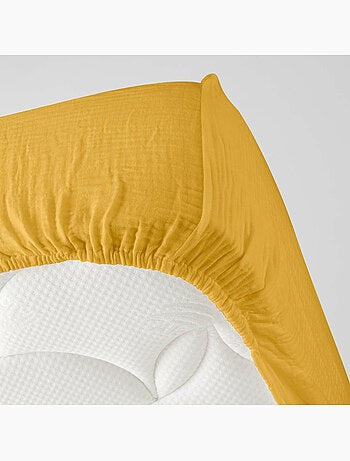 Drap-housse Sienna – Gaze de coton & coton 57 fils – Bonnet 30 cm