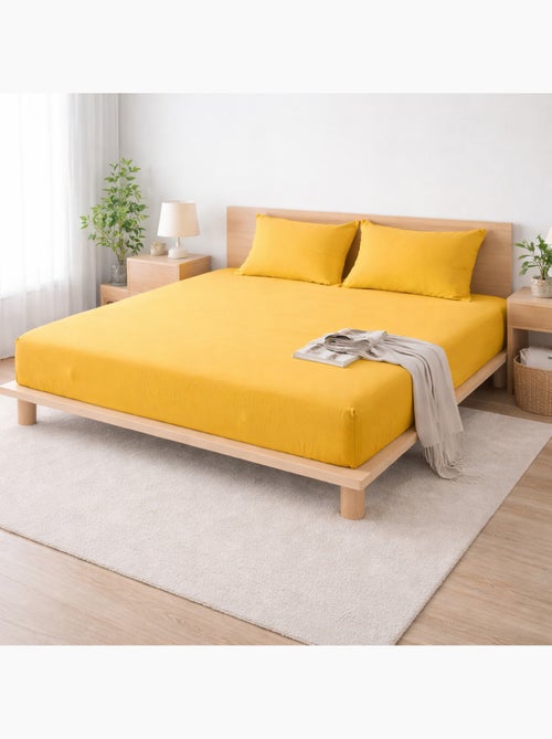 Drap-housse Sienna – Gaze de coton & coton 57 fils – Bonnet 30 cm - Kiabi