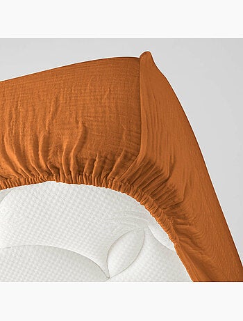 Drap-housse Sienna – Gaze de coton & coton 57 fils – Bonnet 30 cm