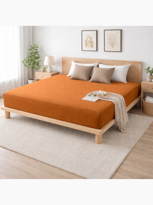 Drap-housse Sienna – Gaze de coton & coton 57 fils – Bonnet 30 cm - Kiabi