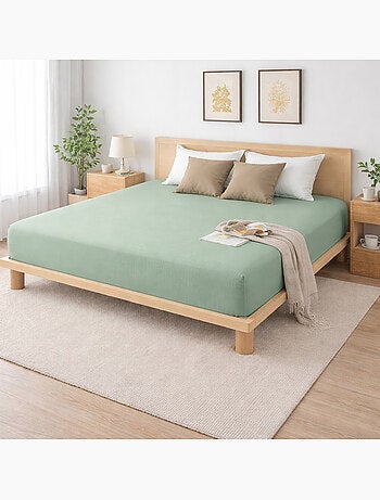 Drap-housse Sienna – Gaze de coton & coton 57 fils – Bonnet 30 cm