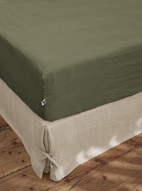 Drap housse "Soline" toutes dimensions Lin lavé - Soline Thym - Kiabi