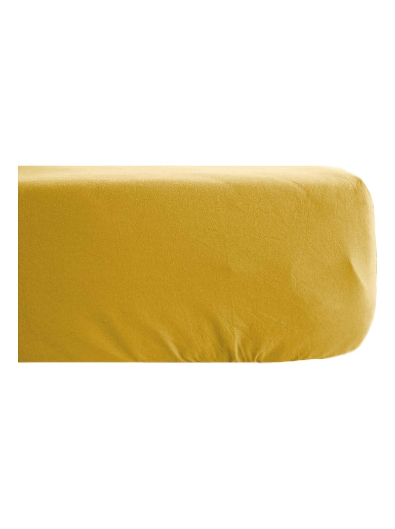 Drap housse SONATE lin lavé froissé Jaune or - Kiabi