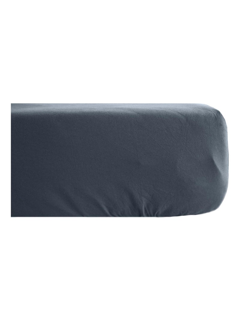 Drap housse SONATE lin lavé froissé Noir mat - Kiabi