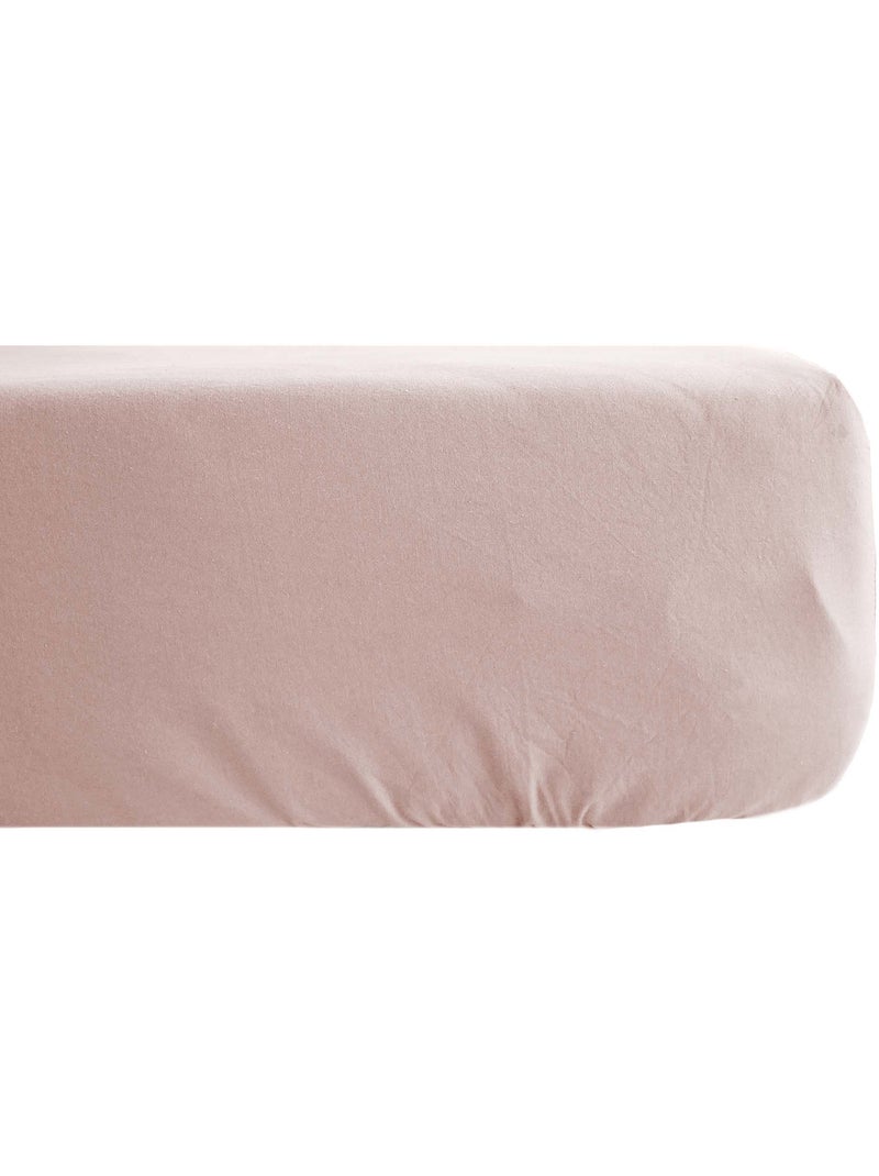 Drap housse SONATE lin lavé froissé Rose - Kiabi