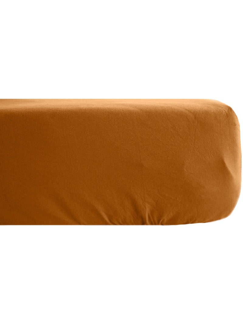 Drap housse SONATE lin lavé froissé Rouge foncé - Kiabi