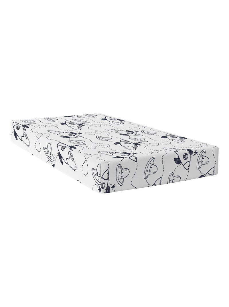 Drap-housse Starspace "Happyfriday" Bleu Blanc - Kiabi