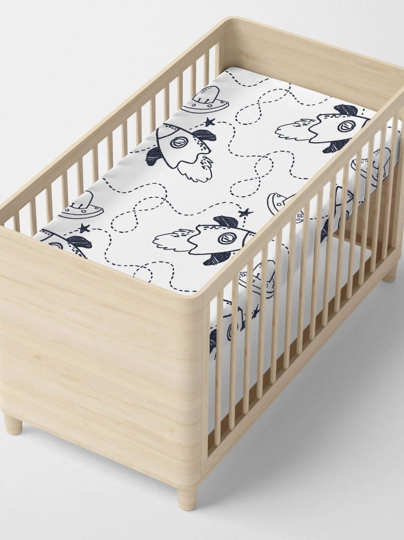 Drap-housse Starspace Lit Bébé "Happyfriday" Blanc - Kiabi