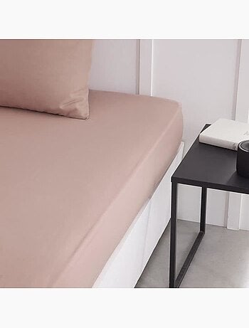 Drap housse TODAY Essential - 90 x 190 cm - 1 personne - 100% Coton uni - Rose des sables