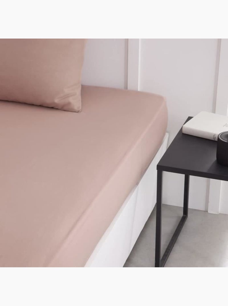 Drap housse TODAY Essential - 90 x 190 cm - 1 personne - 100% Coton uni - Rose des sables Rose - Kiabi