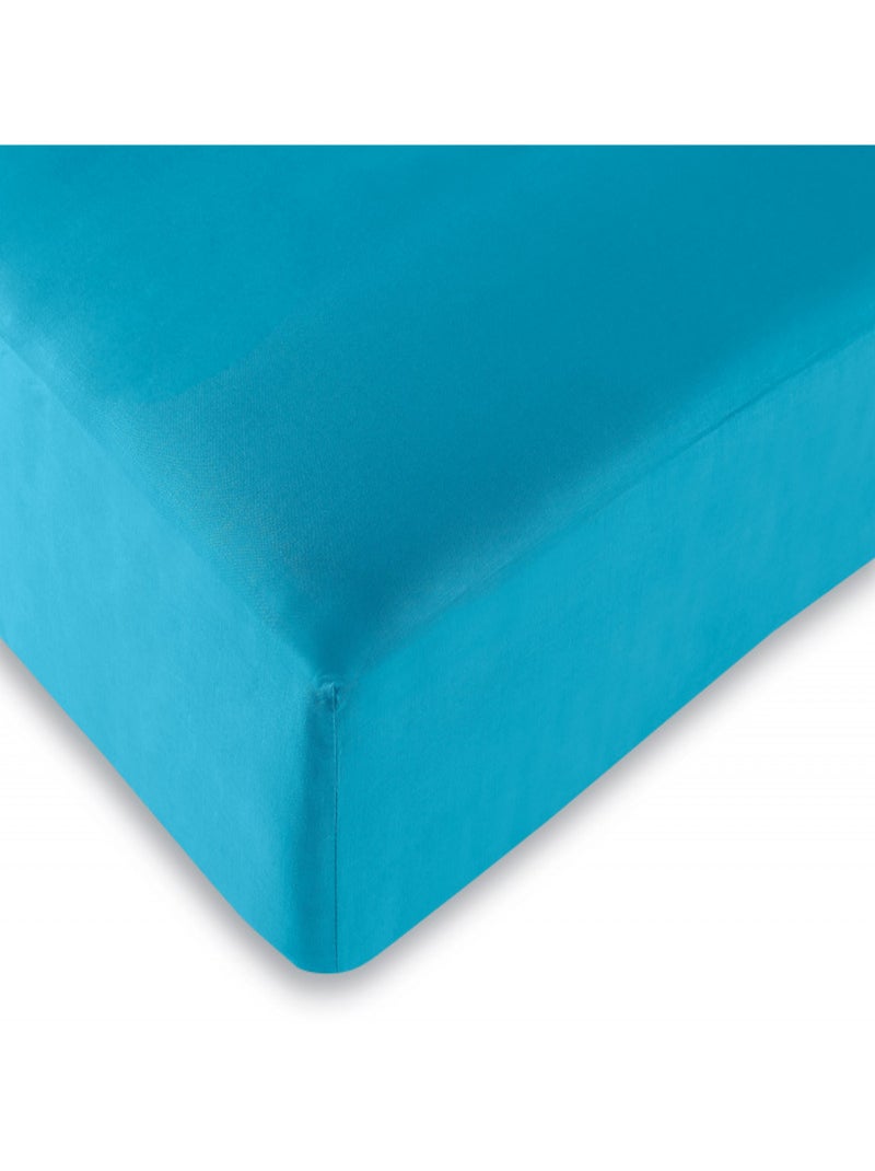 Drap housse toutes dimensions 100% Coton/57 fils/cm² - Turquoise - 140 x 190 cm Turquoise - Kiabi
