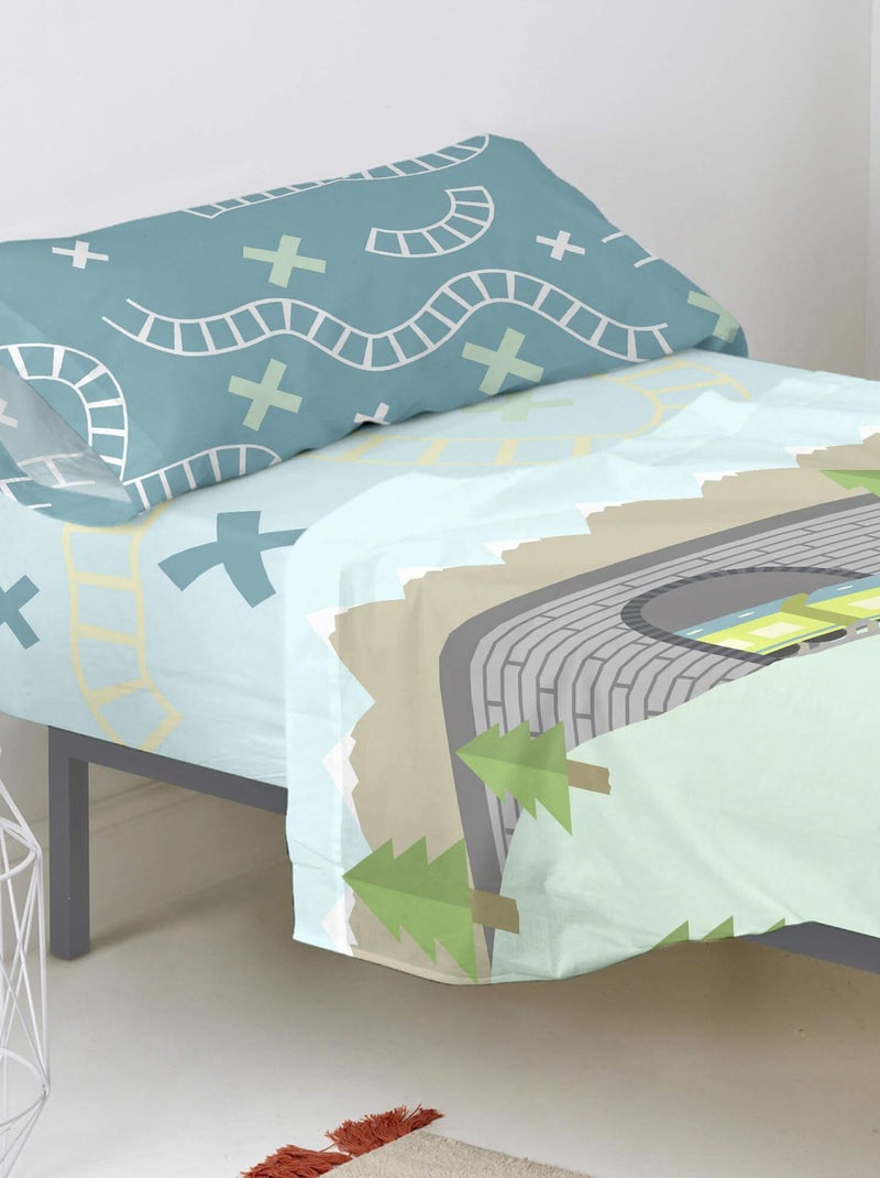 Drap-housse Train "Happyfriday" Blanc - Kiabi