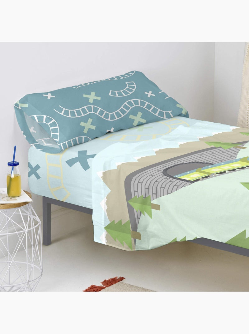 Drap-housse Train "Happyfriday" Multicolore - Kiabi