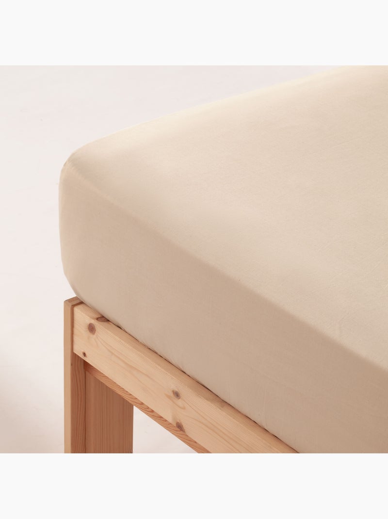 Drap-housse uni 100 % coton, pour matelas jusqu’à 30 cm de hauteur - Gamusi. Beige - Kiabi