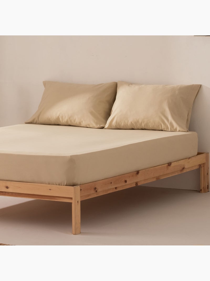 Drap-housse uni 100 % coton, pour matelas jusqu’à 30 cm de hauteur - Gamusi. Beige - Kiabi