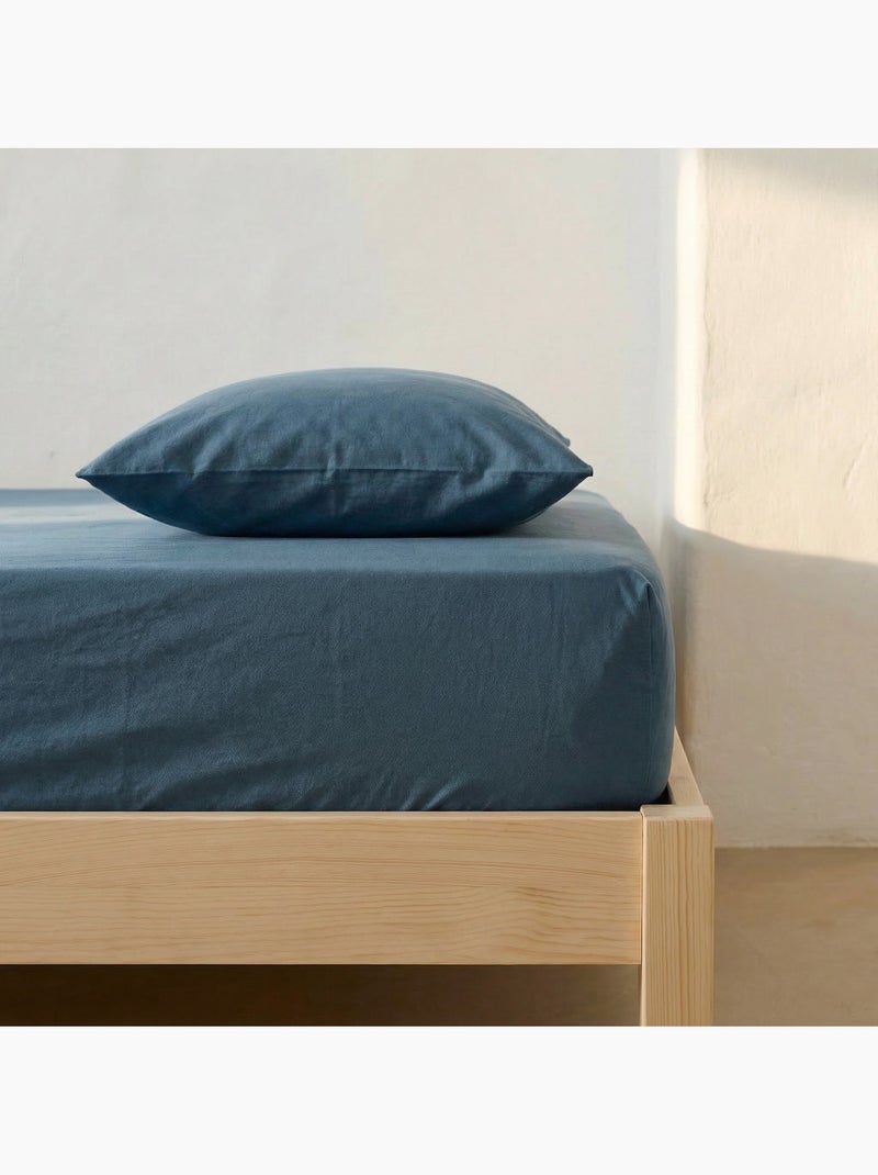 Drap-housse uni 100 % coton, pour matelas jusqu’à 30 cm de hauteur - Gamusi. Bleu - Kiabi