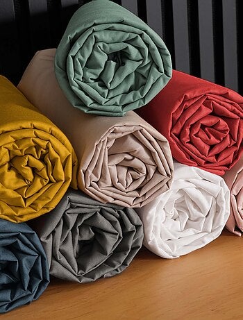 Drap housse uni 100% percale de coton origine
