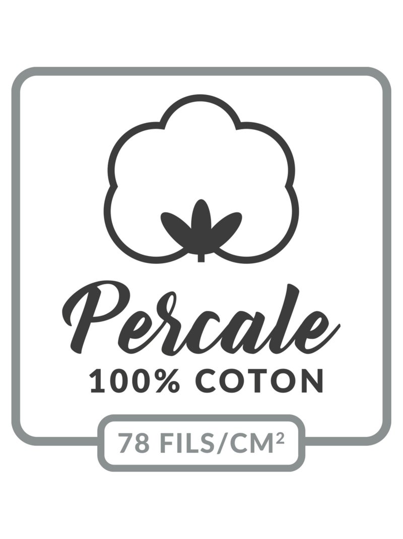 Drap Housse Uni 100% Percale de Coton ORIGINE Bleu foncé - Kiabi