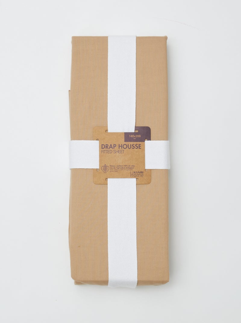 Drap housse uni 140 x 200 cm Beige - Kiabi