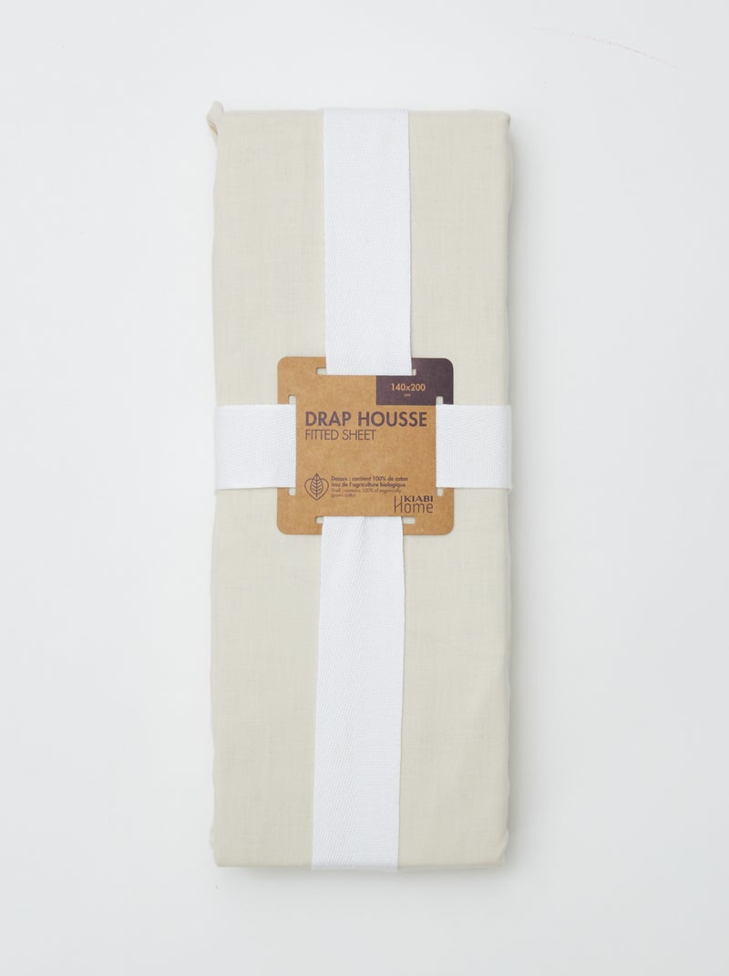 Drap housse uni 140 x 200 cm Ecru - Kiabi