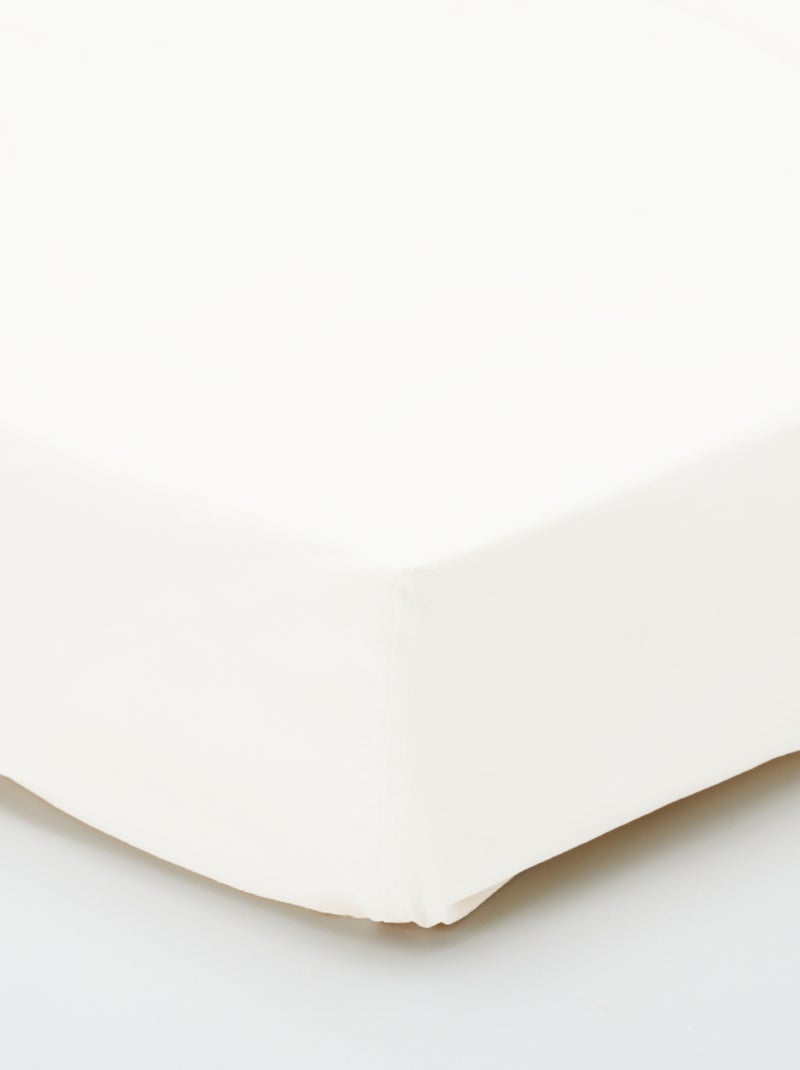Drap housse uni 140 x 200 cm en coton Blanc - Kiabi