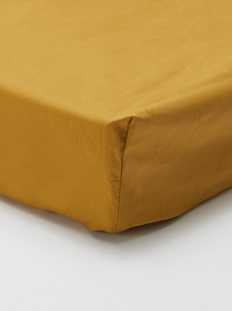 Drap housse uni 140 x 200 cm en coton Jaune - Kiabi