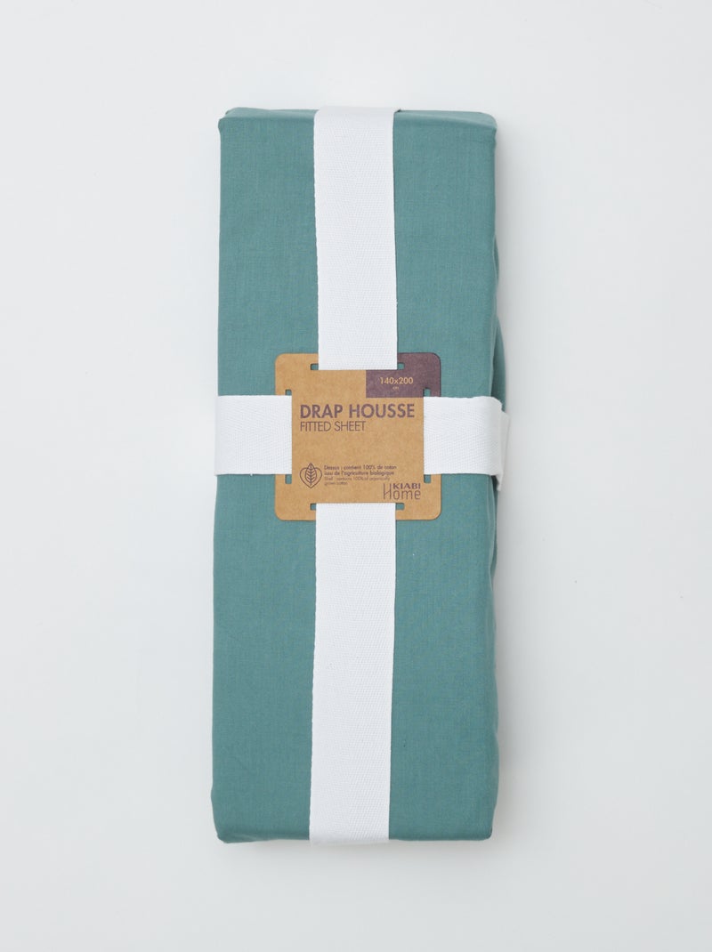 Drap housse uni 140 x 200 cm Vert - Kiabi