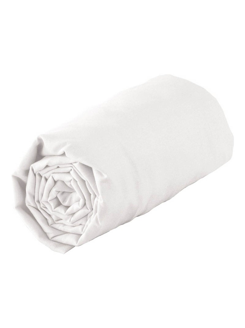 Drap Housse Uni bonnet 30 cm 100% Coton Blanc - Kiabi