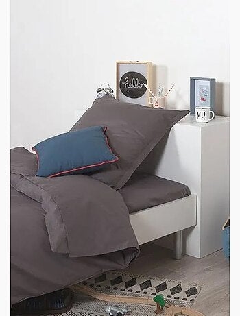 Drap housse - cote deco - uni - 160x200 cm - 100% coton - bonnet 25 cm