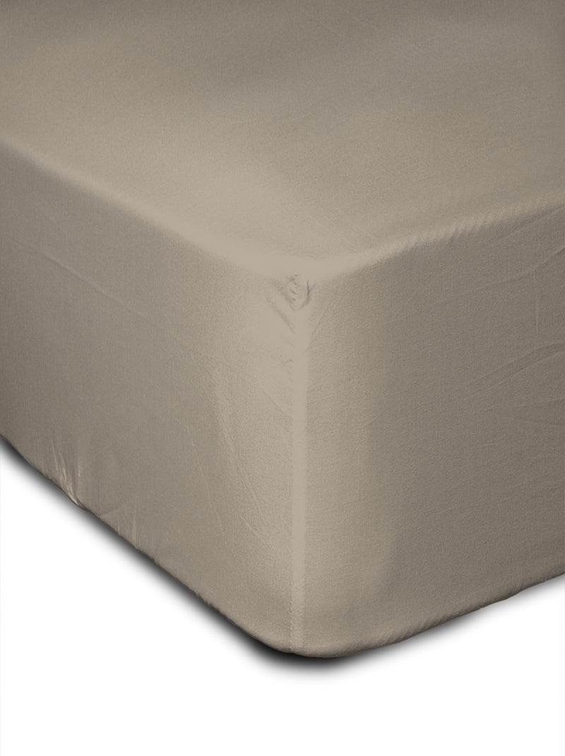Drap housse uni coton 57 fils bonnet 25cm Beige - Kiabi