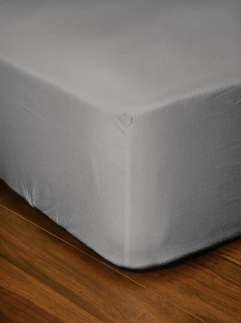 Drap housse uni coton 57 fils bonnet 25cm Gris clair - Kiabi