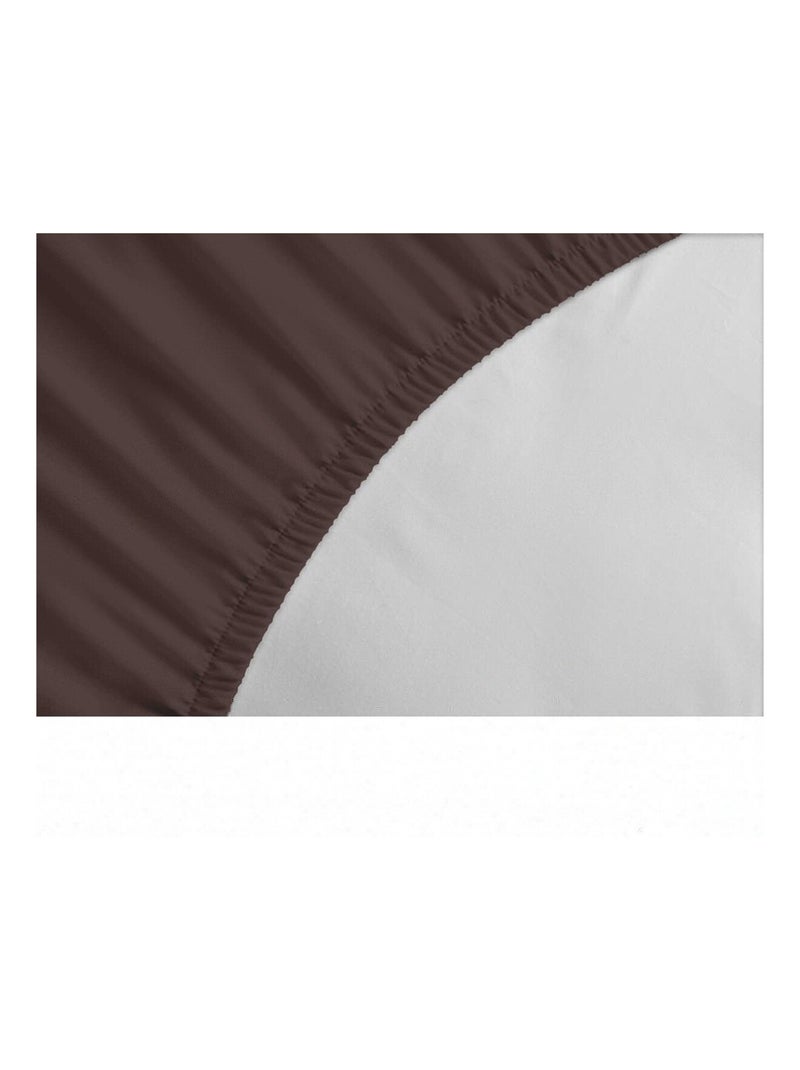 Drap housse uni coton 57 fils bonnet 25cm Marron chocolat - Kiabi