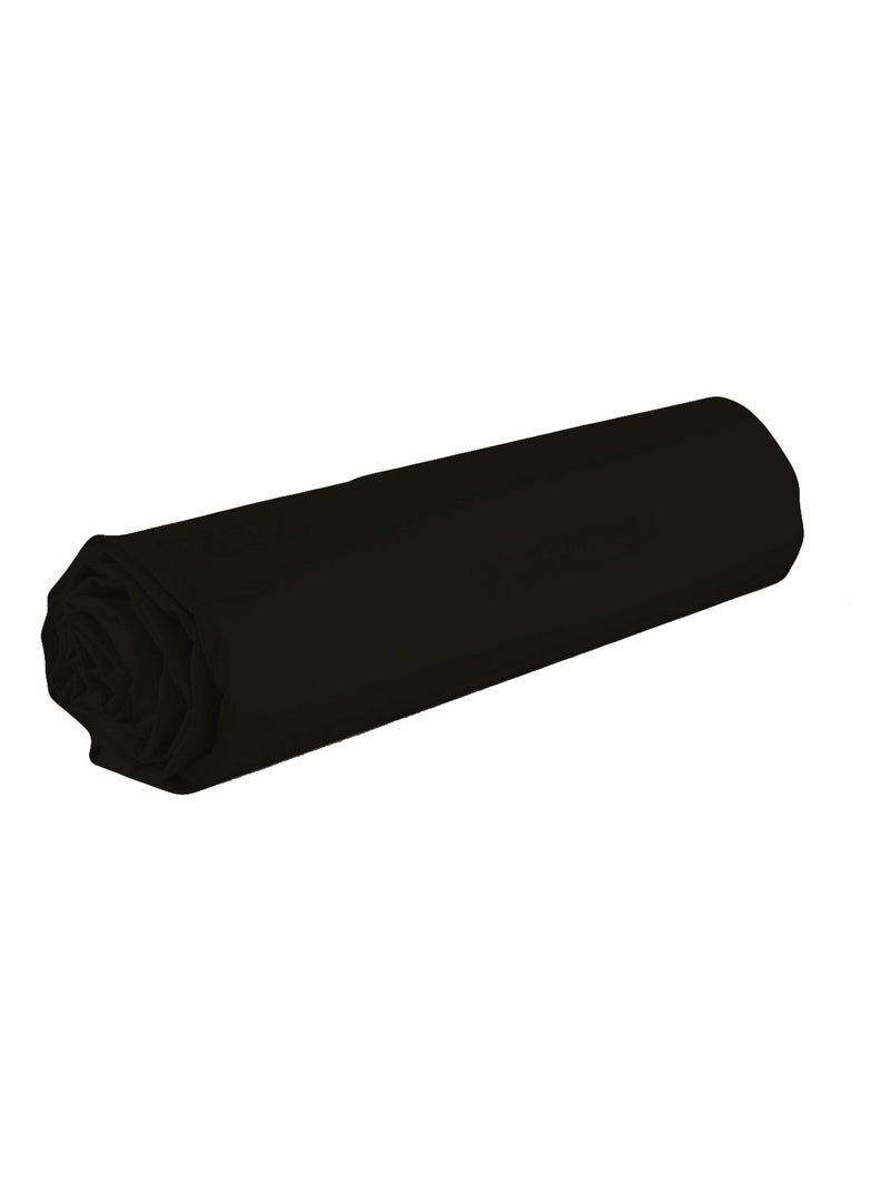 Drap housse uni coton 57 fils bonnet 25cm Noir - Kiabi