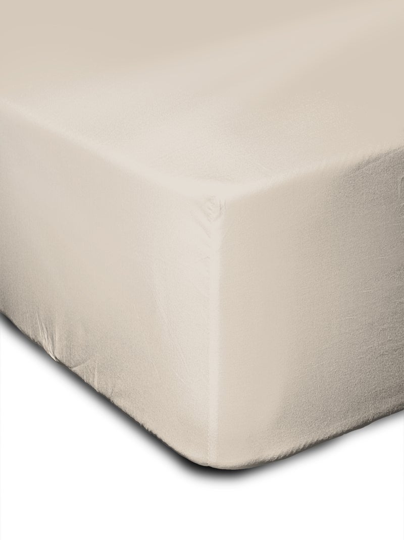 Drap housse uni coton 57 fils bonnet 30cm Beige clair - Kiabi