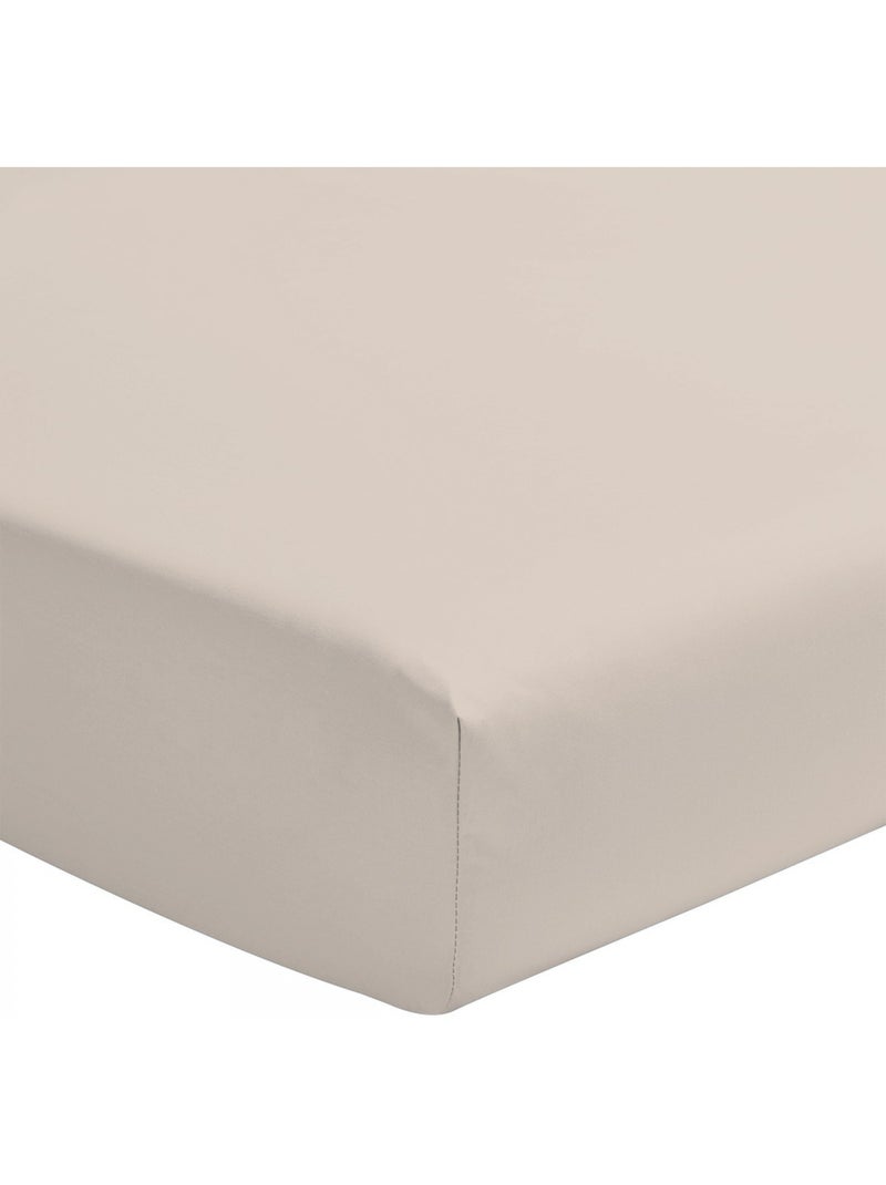 Drap housse uni coton 57 fils bonnet 30cm Beige clair - Kiabi