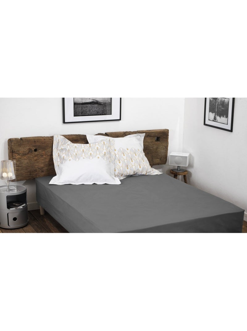 Drap housse uni coton 57 fils bonnet 30cm gris anthracite - Kiabi
