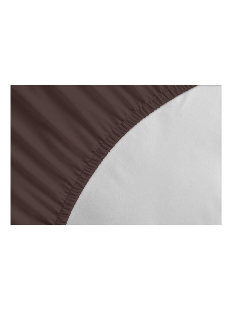 Drap housse uni coton 57 fils bonnet 30cm Marron chocolat - Kiabi