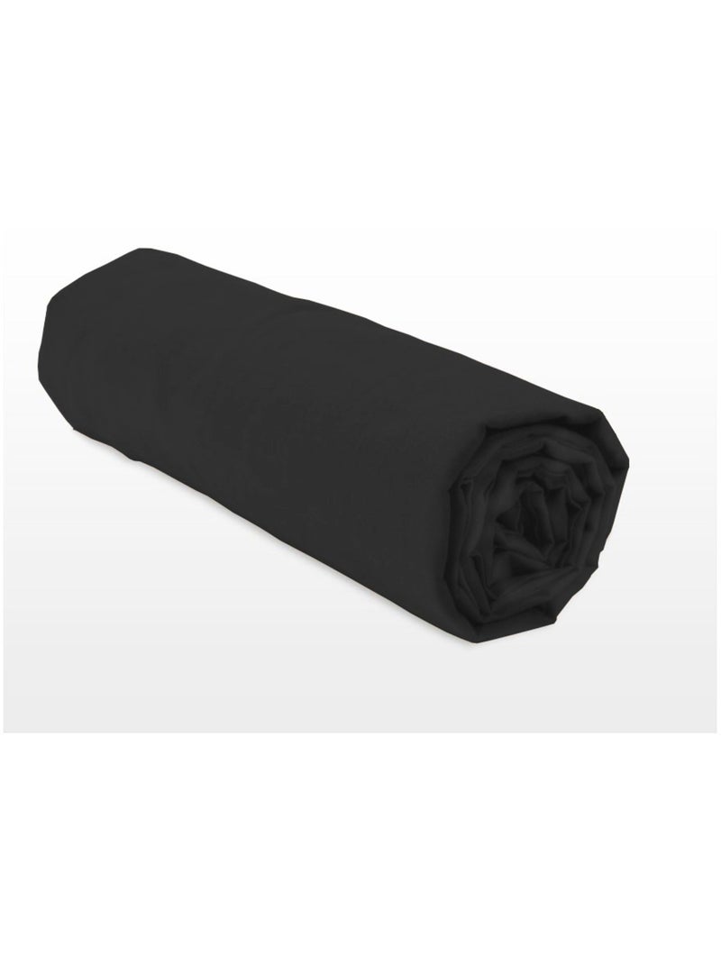 Drap housse uni coton 57 fils bonnet 30cm Noir - Kiabi