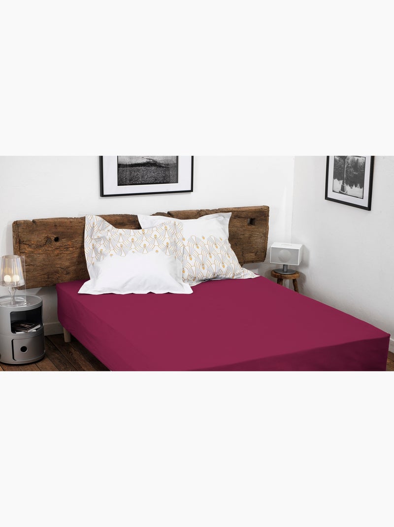Drap housse uni coton 57 fils bonnet 30cm Rose fushia - Kiabi