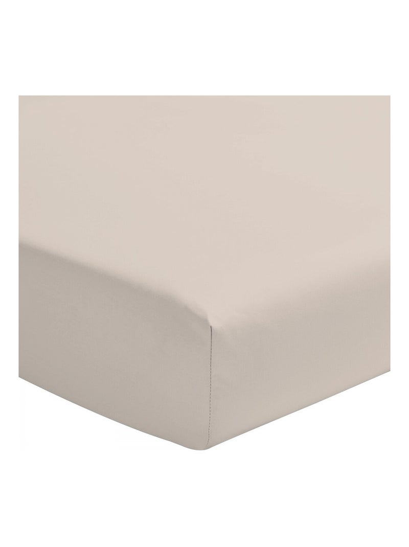 Drap housse uni coton 57 fils bonnet 35cm Beige clair - Kiabi
