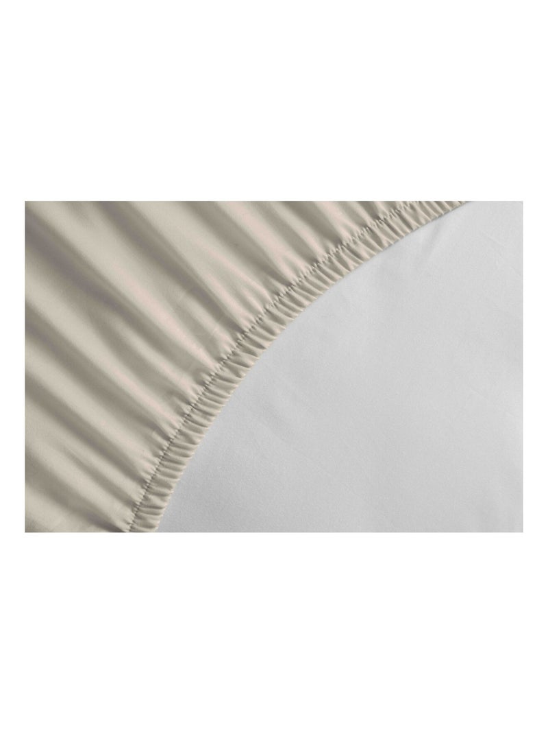 Drap housse uni coton 57 fils bonnet 35cm Beige clair - Kiabi