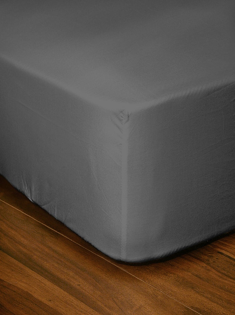 Drap housse uni coton 57 fils bonnet 35cm gris anthracite - Kiabi