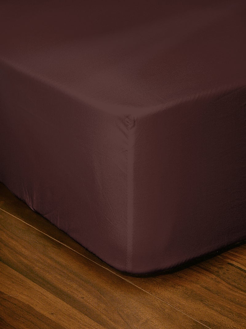 Drap housse uni coton 57 fils bonnet 35cm Marron chocolat - Kiabi