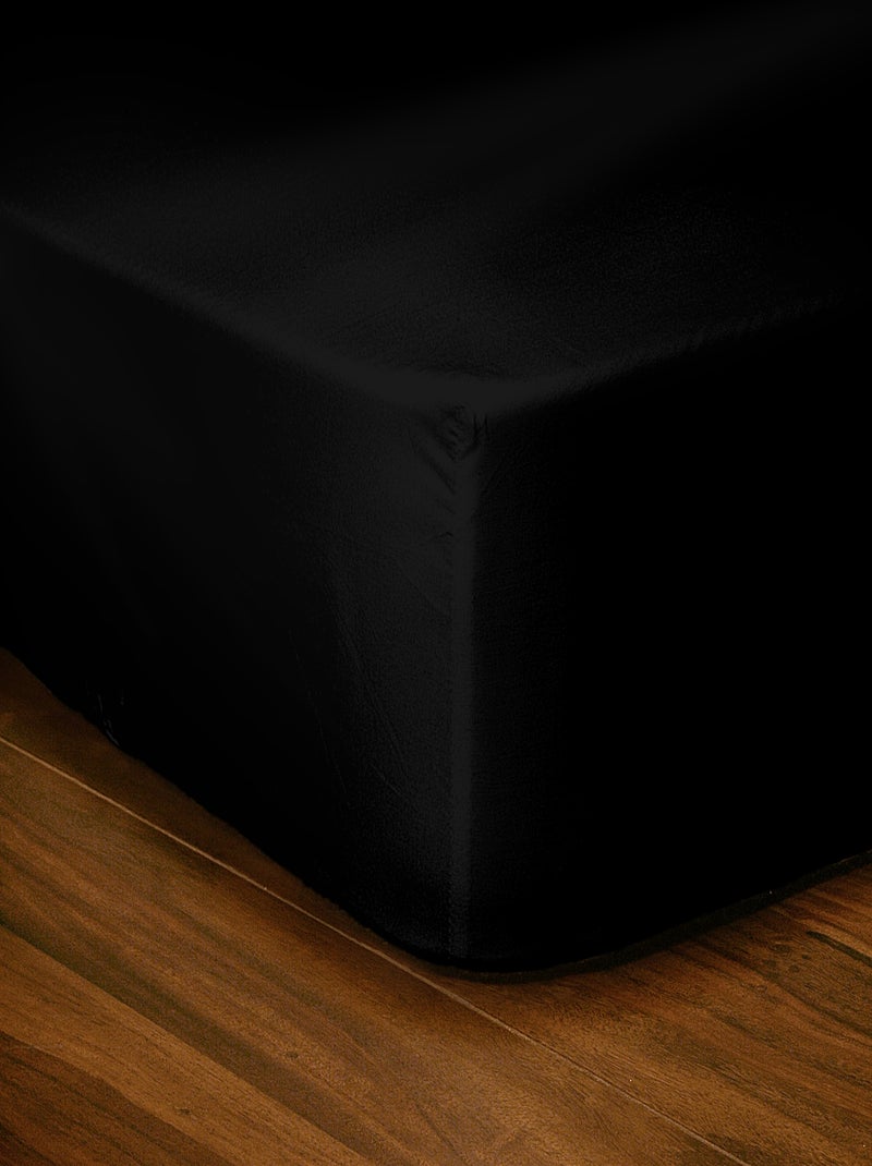 Drap housse uni coton 57 fils bonnet 35cm Noir - Kiabi