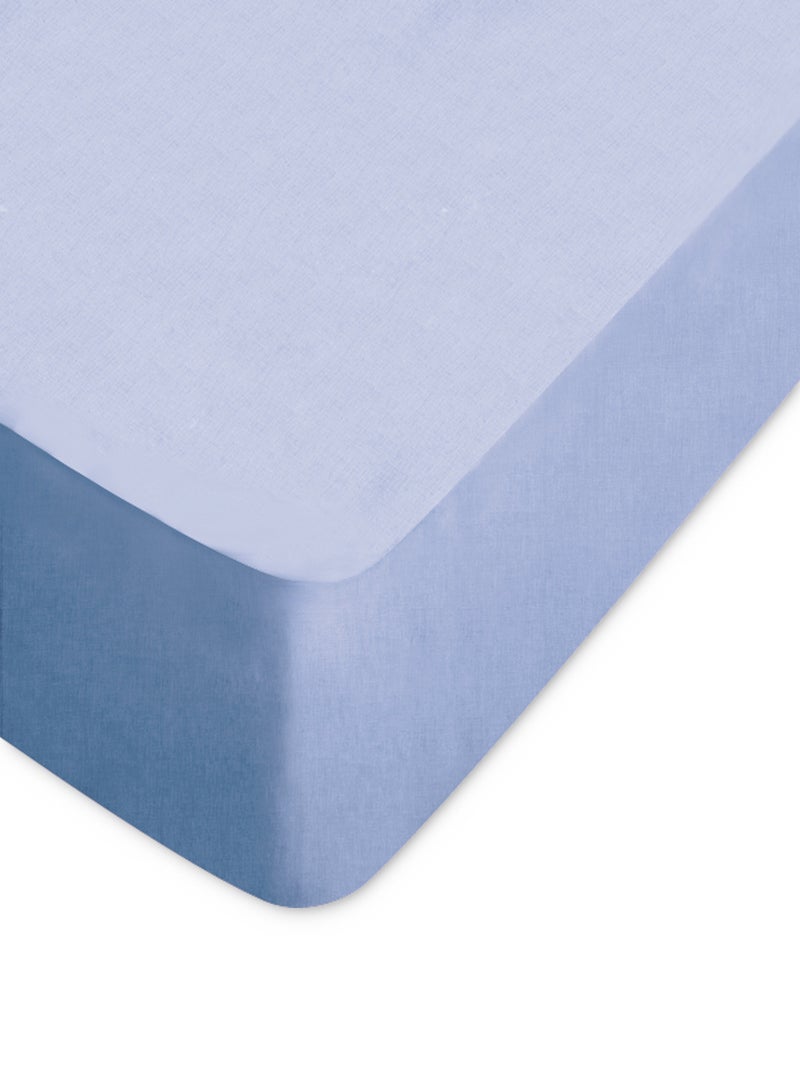 Drap housse uni coton ALTO Bonnet de 20 cm Bleu polaire - Kiabi