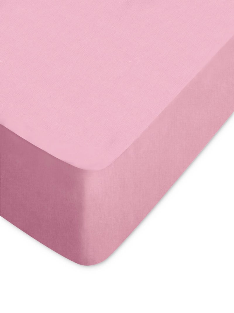 Drap housse uni coton ALTO Bonnet de 20 cm Rose pâle - Kiabi