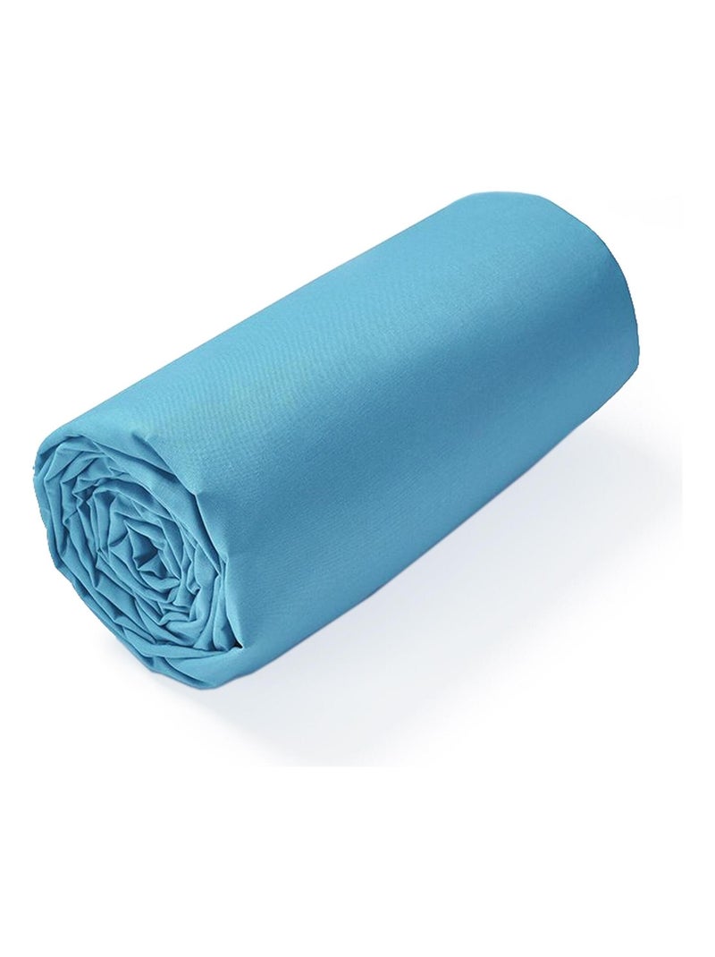 Drap housse uni coton ALTO Bonnet de 30 cm Bleu ciel - Kiabi